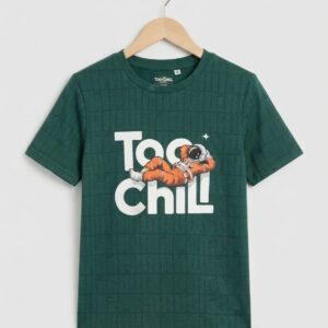Kids' Forest Green Astronaut "Too Chill" Textured Graphic T-Shirt