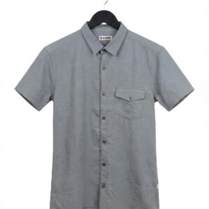 Kids' Grey All-Over Debossed Pattern Casual Short-Sleeve Shirt